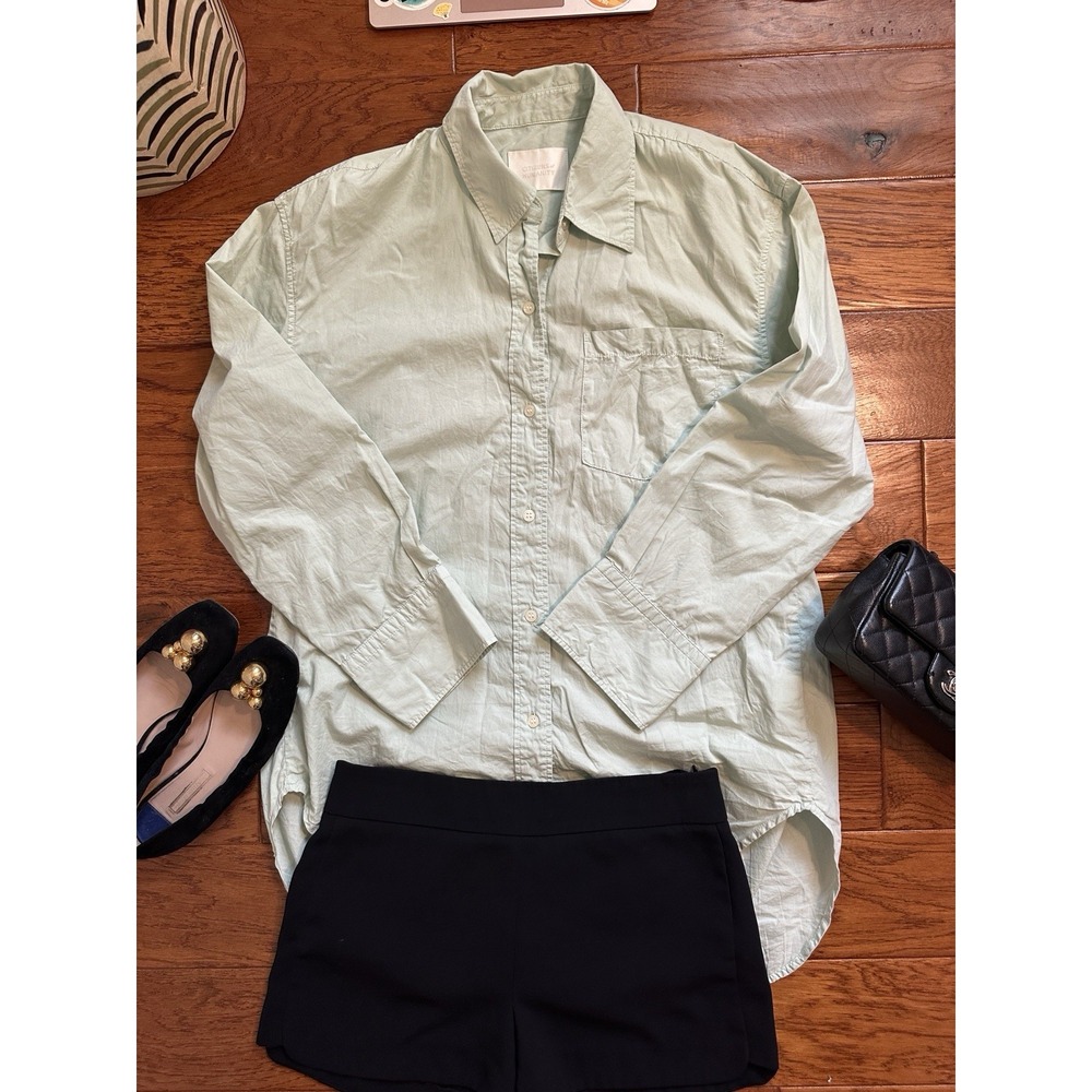 Citizens of Humanity Cocoon Light Mint Green Cotton Oversized Shirt Top Sz S